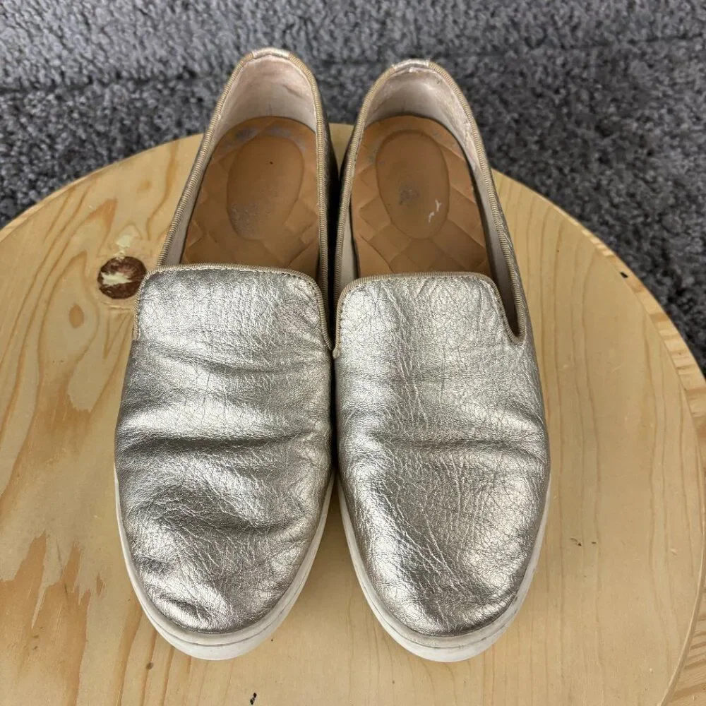 Birdies The Swift Loafer Women 7 Leather Metallic Gold Flat Slip On Comfort Shoe